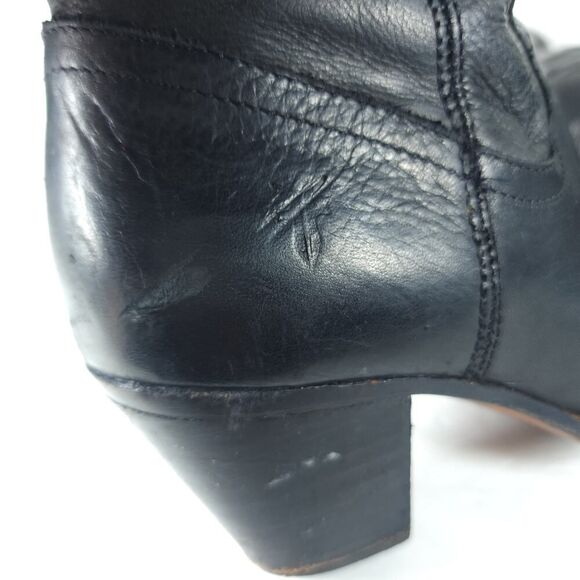 Frye Women's Jane US6,5B Black Leather Fold Over Pull On Knee High Riding Boots - Picture 16 of 16